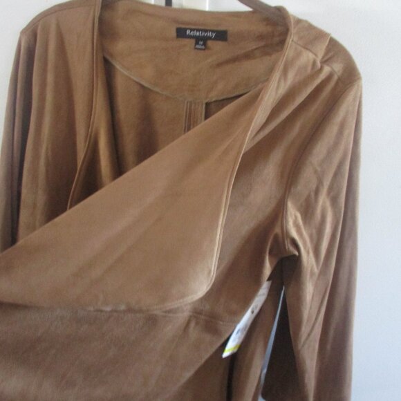 RELATIVITY Faux Suede Open Front Cardigan/Jacket - Size M new nwt easycare - Picture 2 of 3